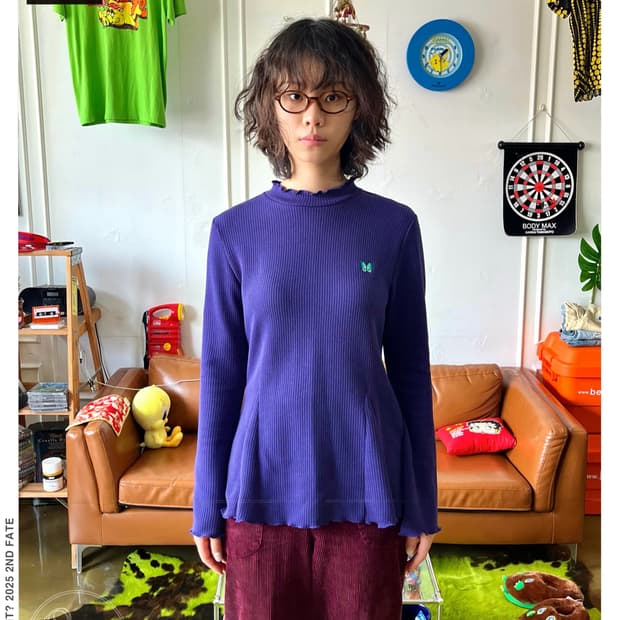 ANNA SUI Purple Golgi Knit Long-Sleeve
