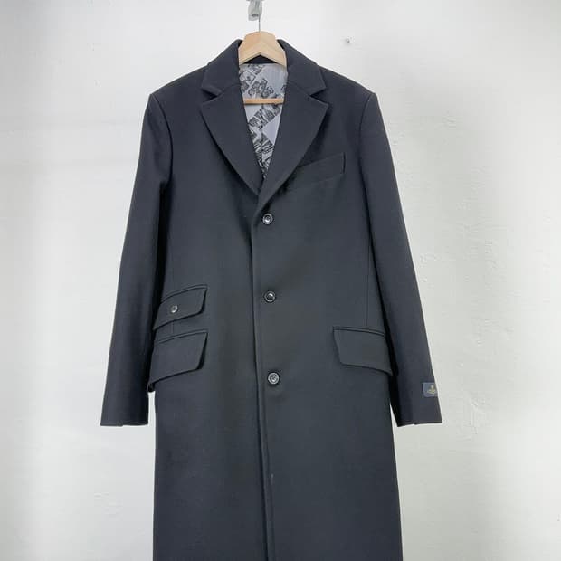 비비안웨스트우드 맨 블랙 울 체스터 다이그널 필드 코트