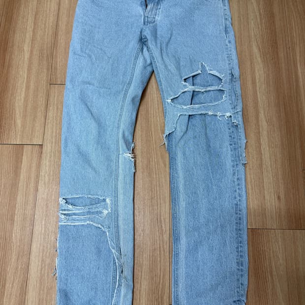 [35] 20ss 라프시몬스 디스트로이드 레이어드 진 연청