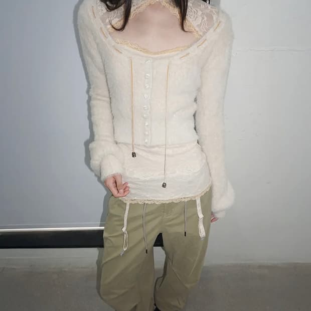 스컬프터 앙고라 가디건 아이보리 / 레이스 가터 구해요!