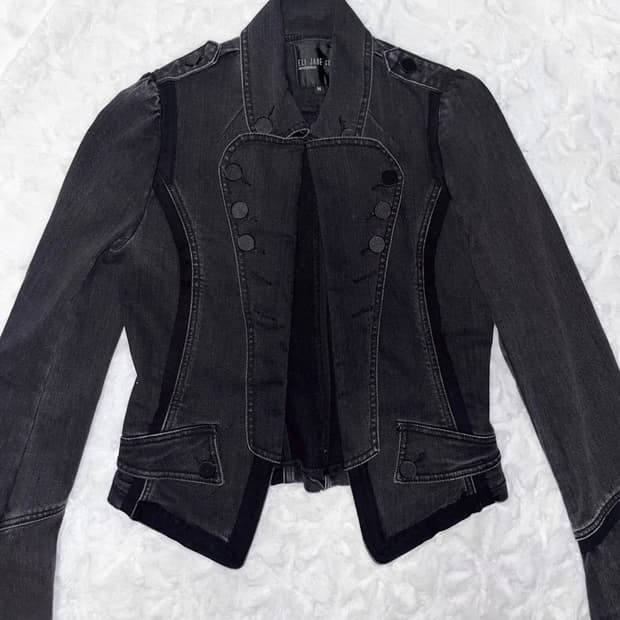 빈티지 카라 단추 흑청 블랙 자켓