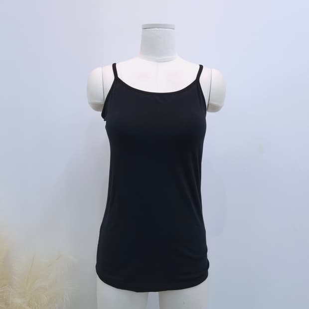 오가닉 코튼 블랙 캡내장 브라탑 이너 슬리브리스