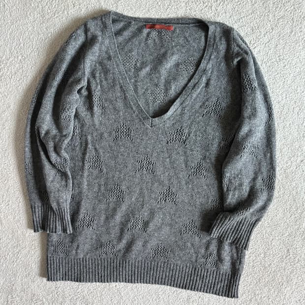 일본빈티지 y2k 그레이 스타패턴 니트