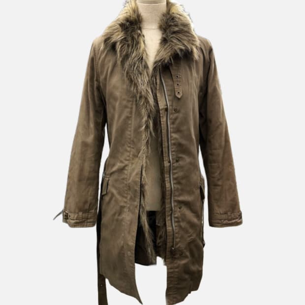 RNA grunge fur belted coat