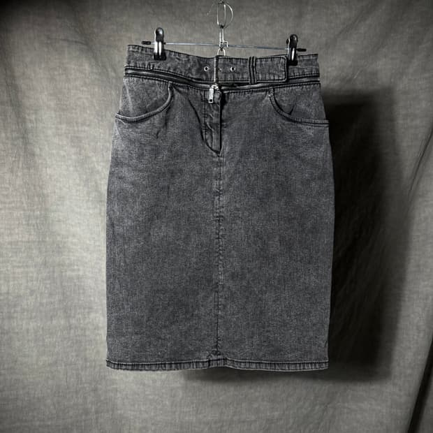 CELINE Zip Detail Denim Skirt 