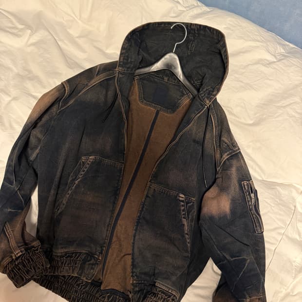 준지 남성 후드 데님자켓