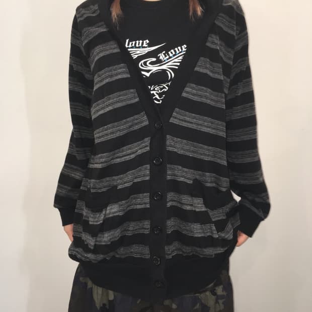  jpn vintage stripe hood cardigan