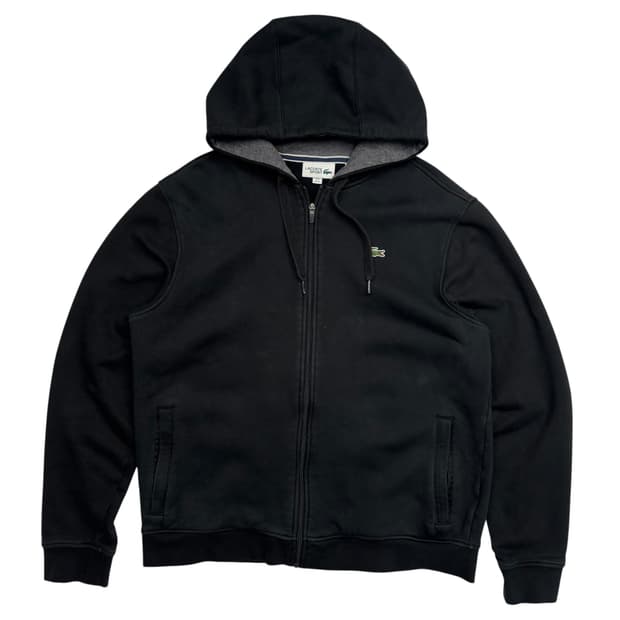 라코스테 미니 로고 블랙 후드집업 XL