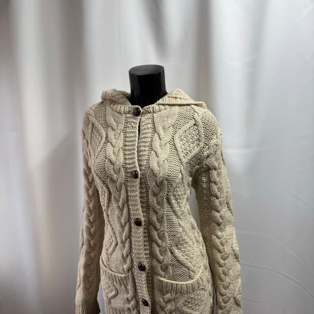 빈티지 버튼 후드 니트