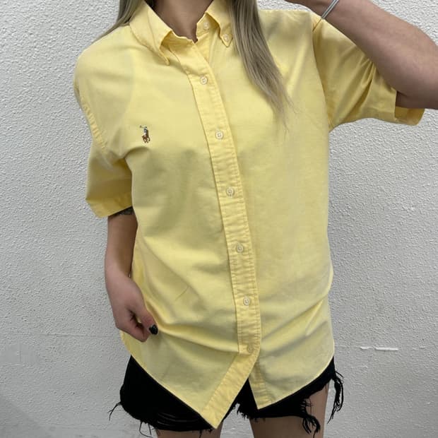 폴로 랄프로렌 옥스포드 옐로우 반팔셔츠 L