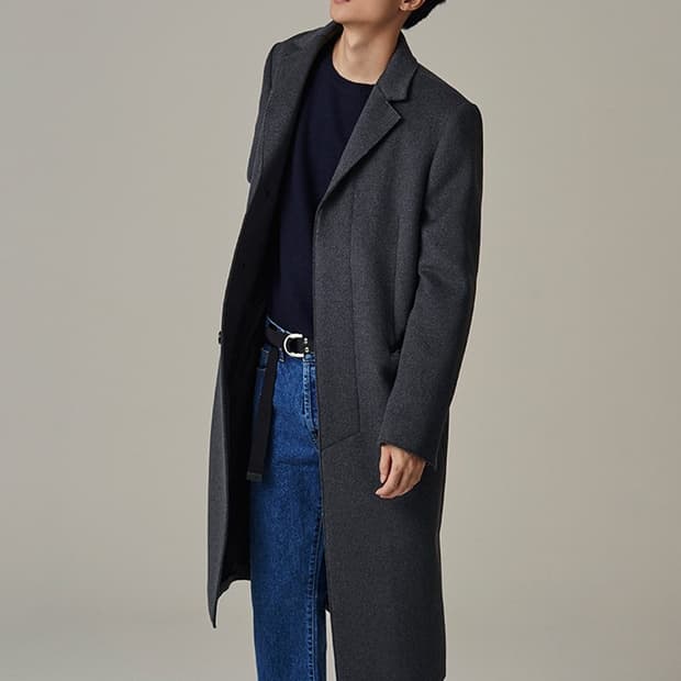 [M] 토니웩 크루도 캐시미어 커팅 코트 차콜