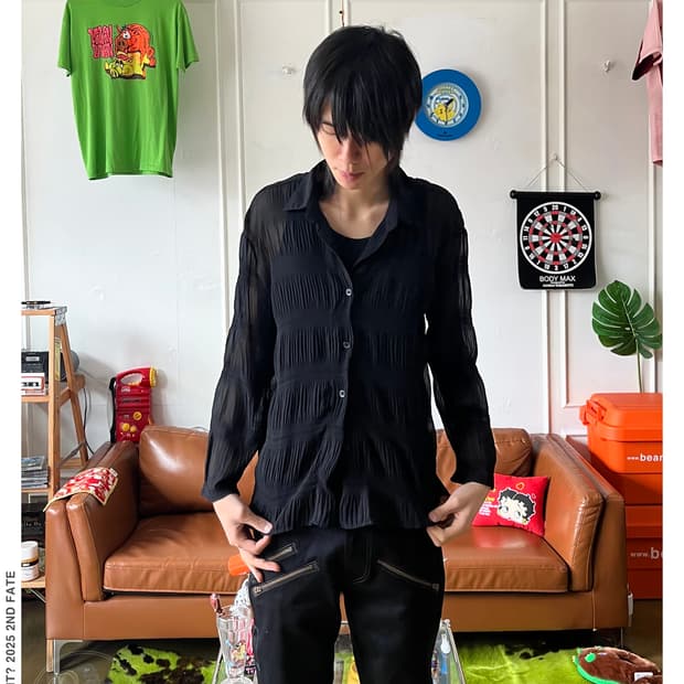 Jpn Vintage Real Pleats Black Shirt