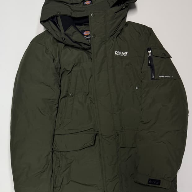 디키즈 Dickies 투 포켓 카키 후드 패딩 점퍼 XL