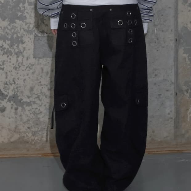 [1] 팬시클럽 크로스 포켓 카고 팬츠 블랙