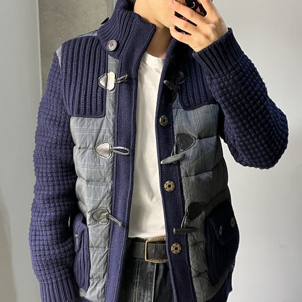 바크 이태리 패디드 니트 더플 후드 코트