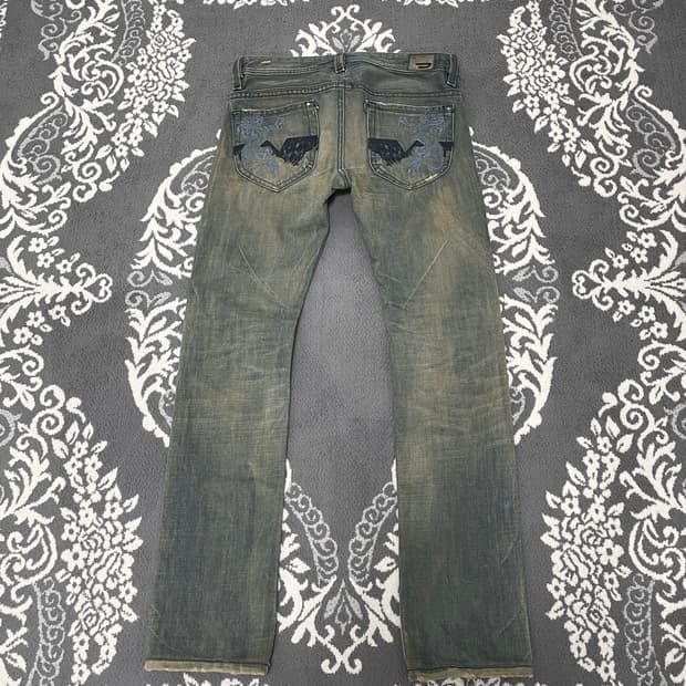 Diesel Dragon Embroidery Denim Pants 