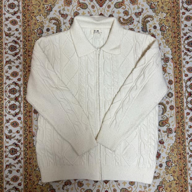 Good life works 카라 케이블 니트 집업 아이보리