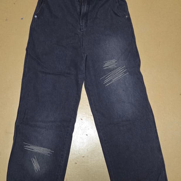 엑스톤즈 블랙 와이드 데님 팬츠 L