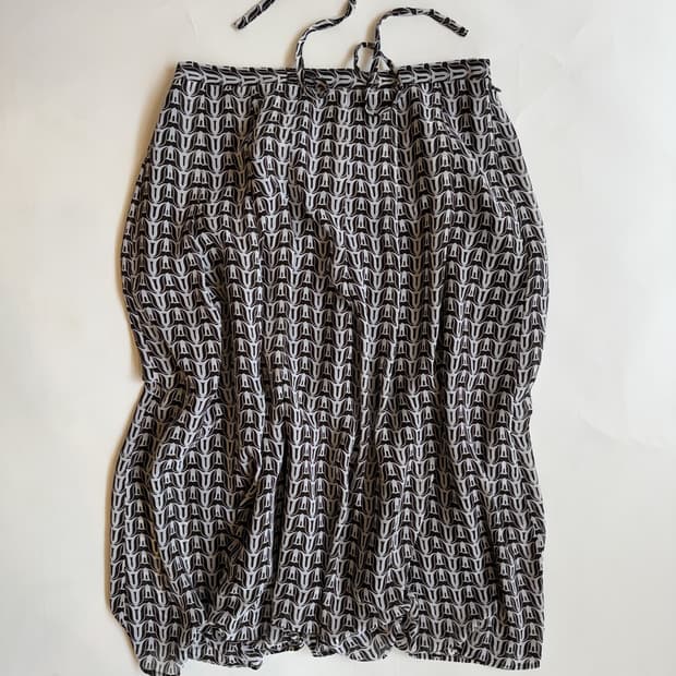 BLACK WHITE GEOMETRIC PRINT WRAP SKIRT