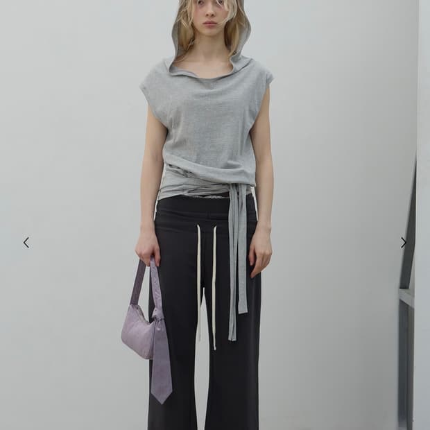 LCDC STRAP HOODED SLEEVELESS TOP GREY