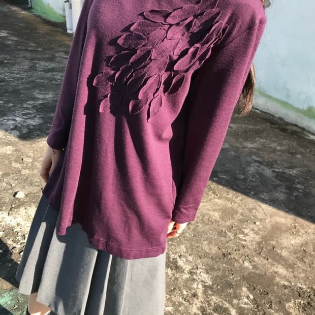 딥퍼플 나뭇잎 티셔츠