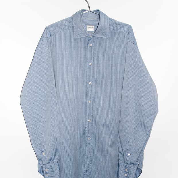 Cotton Stripe Spread Collar Shirt