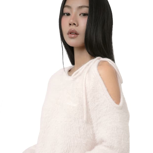 클리시어 love poem neck string knit pink