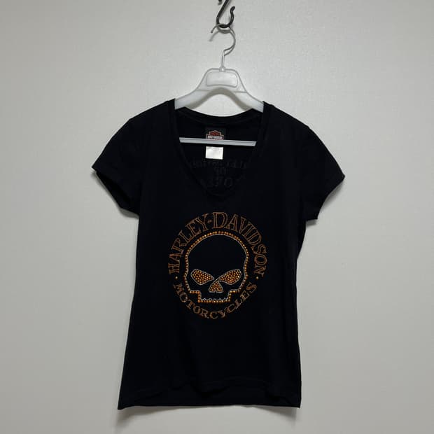 할리데이비슨 해골 블랙 반팔 티셔츠