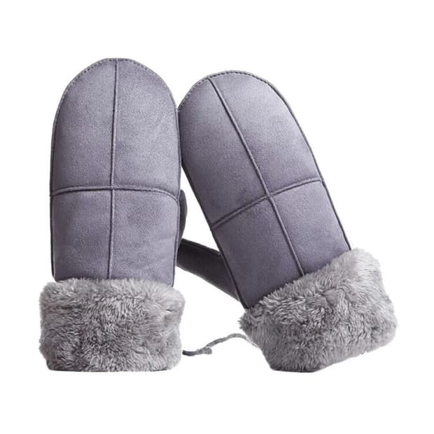 두꺼운 털안감 스웨이드 벨벳 벙어리 장갑 그레이 (새상품)