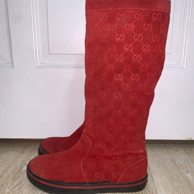 gucci 구찌 스웨이드 자카드 부츠