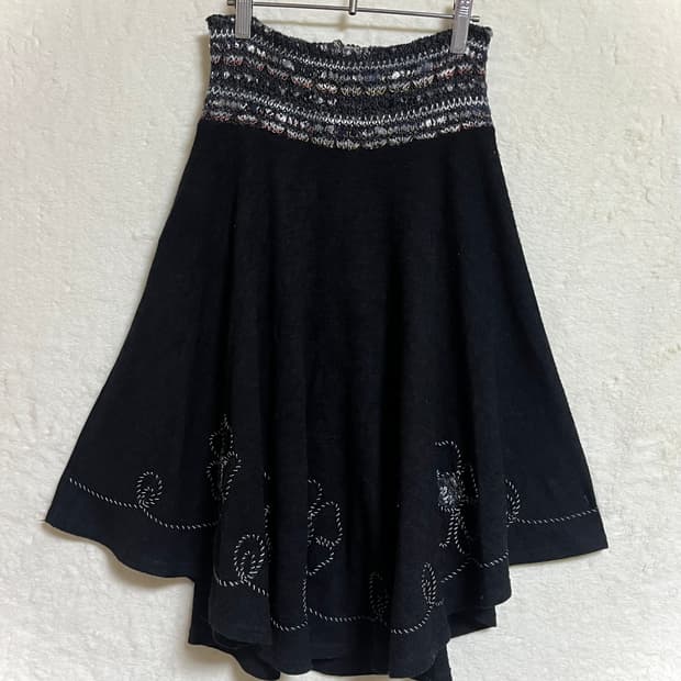 빈티지 자수 니트 스커트