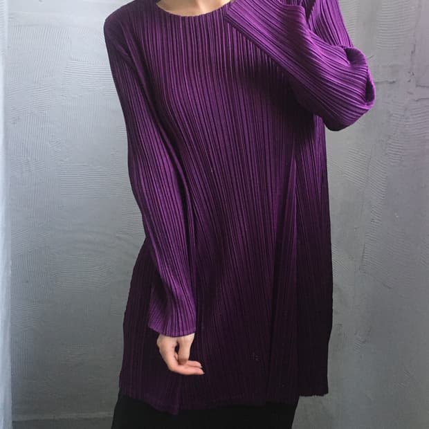 Pleats Please 플리츠플리즈 퍼플 컬러 롱슬리브 