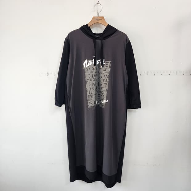 Datum 후드 롱 원피스 블랙/회색