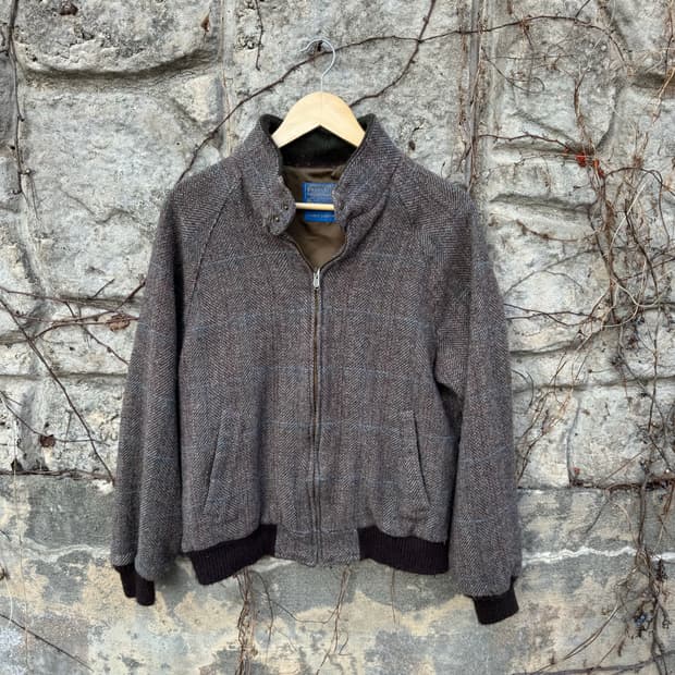 80s 펜들턴 usa 빈티지 울 블루종 봄버 자켓 m