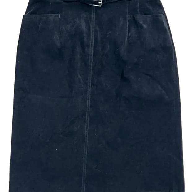 Black suede belted skirt