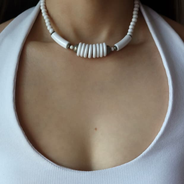 white tube necklace