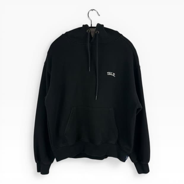 (무료배송)S)예일 자수로고 후드 티 블랙