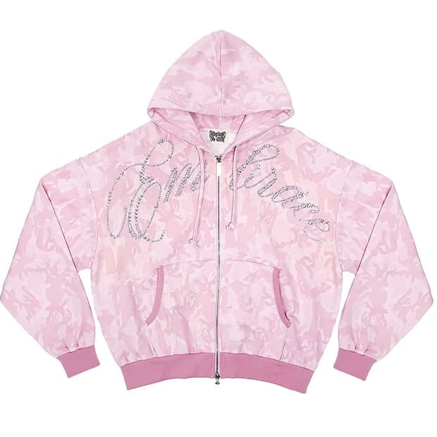 익스파이어드걸 핑크카모 후드집업 Rhinestone Hoodie Zip