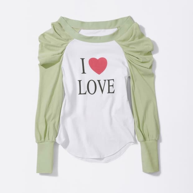 스컬프터 Love Off-Shoulder Tee Apple Green 