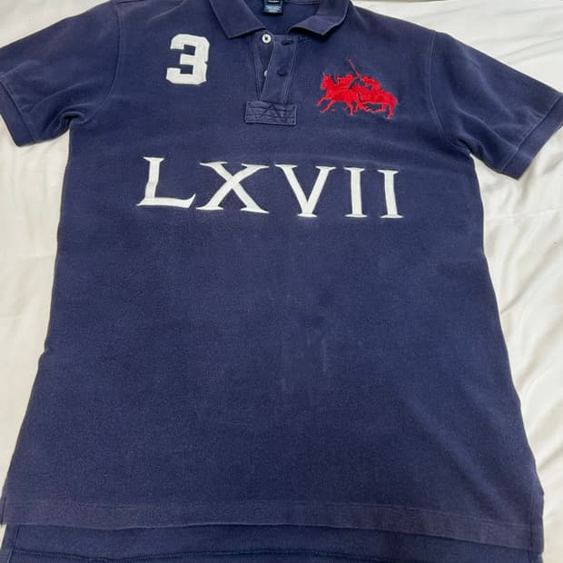 정품 희귀 폴로 치프키프 빅포니 더블포니 네이비 반팔 카라티