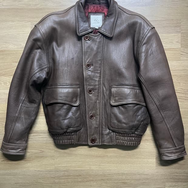 빈티지 봄버 레더 자켓