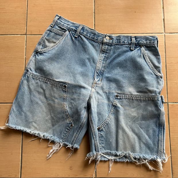 빈티지 칼하트 데님더블니 컷오프쇼츠 36in
