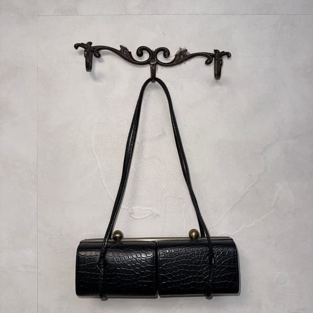 Black python double pocket mini 숄더백