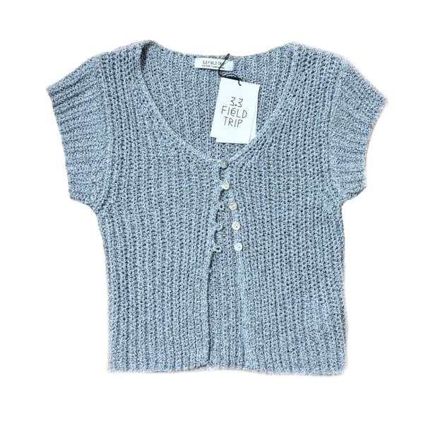 3.3 필드트립 소라색 반팔 가디건