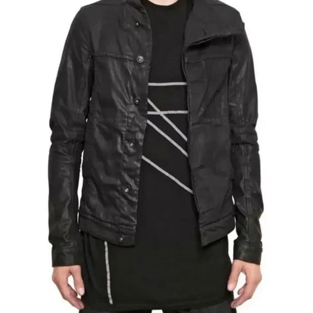 Rick Owens 블랙 왁스 코팅 자켓