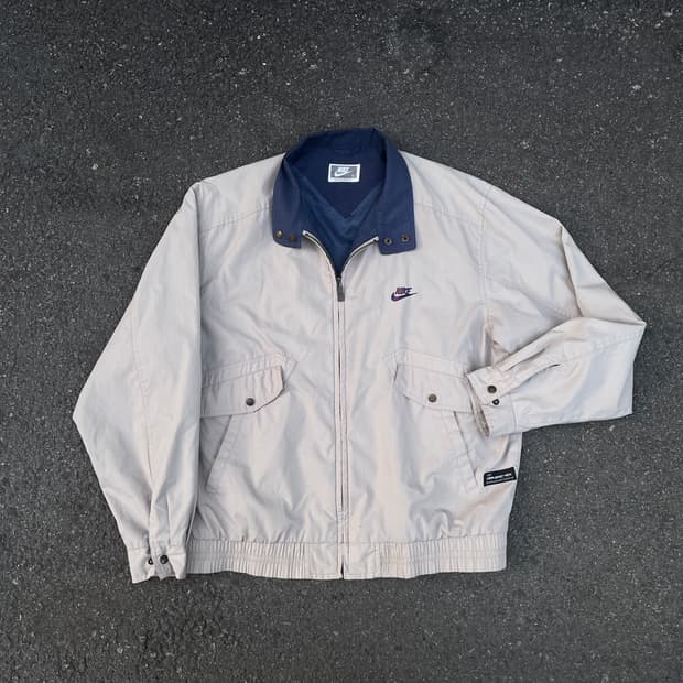 90s 삼나스포츠 나이키 아이보리 봄버자켓 블루종 올드스쿨 트랙자켓 XL