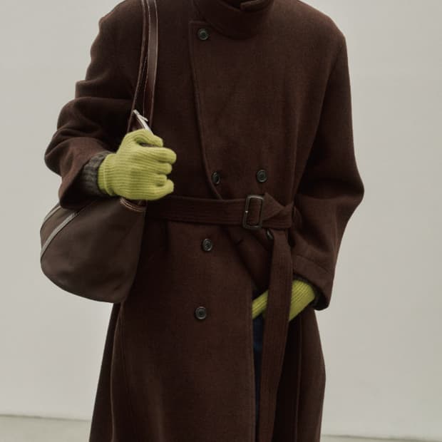 노이어 루즈핏 알파카 부클 트렌치코트