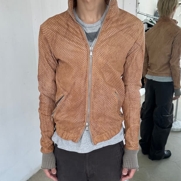 조르지오 브라토 워시드 펀칭 레더 자켓