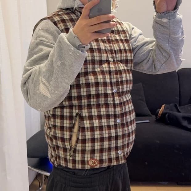 빈티지 카멜 다운 베스트