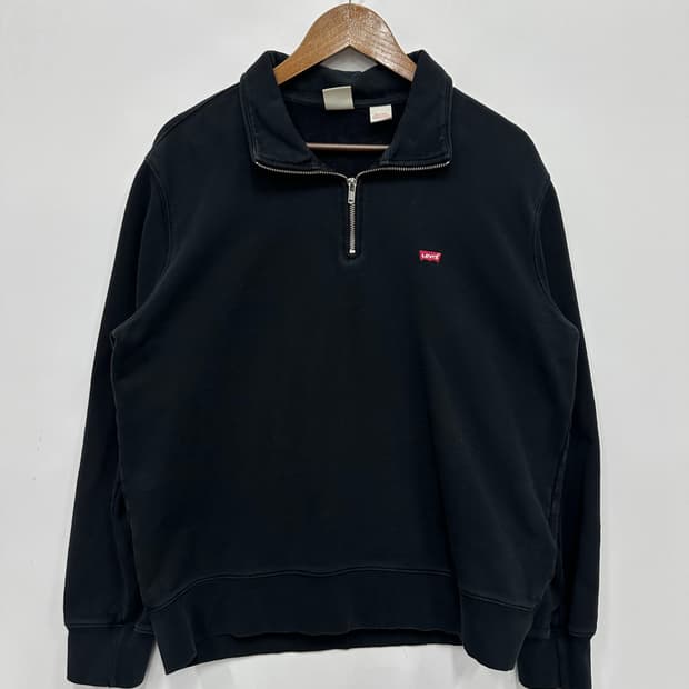 리바이스 블랙 코튼 반집업 